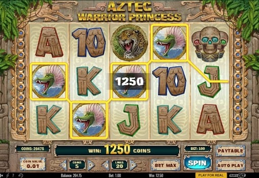Автомат Aztec Warrior Princess - выигрышная комбинация Выигрышная комбинация в игровом автомате Aztec Warrior Princess