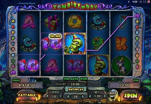 Игра Zombirthday - комбинация с диким знаком Комбинация с диким знаком в игре Zombirthday