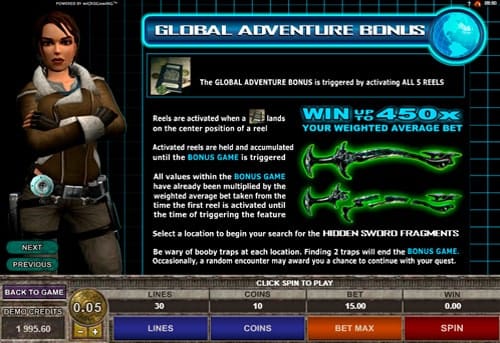 Игровой автомат Tomb Raider 2 - первая бонусный раунд Первая бонусный раунд в игровом автомате Tomb Raider 2